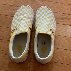 kids yellow checkerboard vans